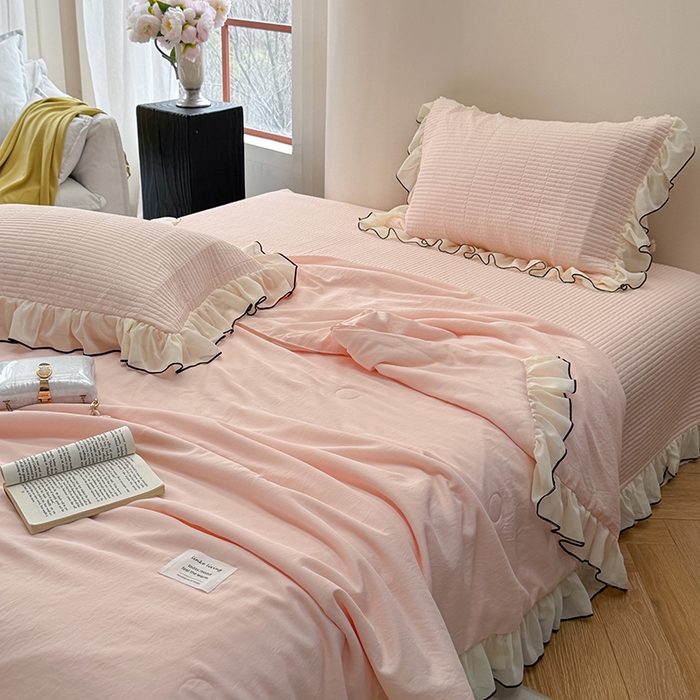 91家纺网 家纺一手货源 找家纺 （总）琳可家居 2025新款雪精灵系列兰精天丝凉感床盖三件套