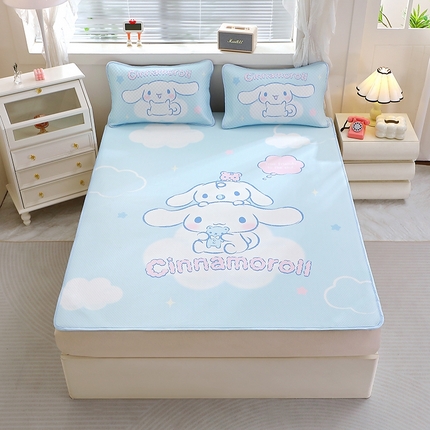 八零年代  2025大版卡通三丽鸥正版授权大版卡通夏季凉豆豆凉席三件套空调房床笠款凉席三件套 大耳狗