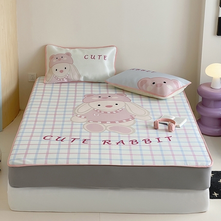 桃子家居 2025新款A类ins卡通数码印花1200D冰感冰丝凉席系列 冰感席混搭-可爱邦尼兔