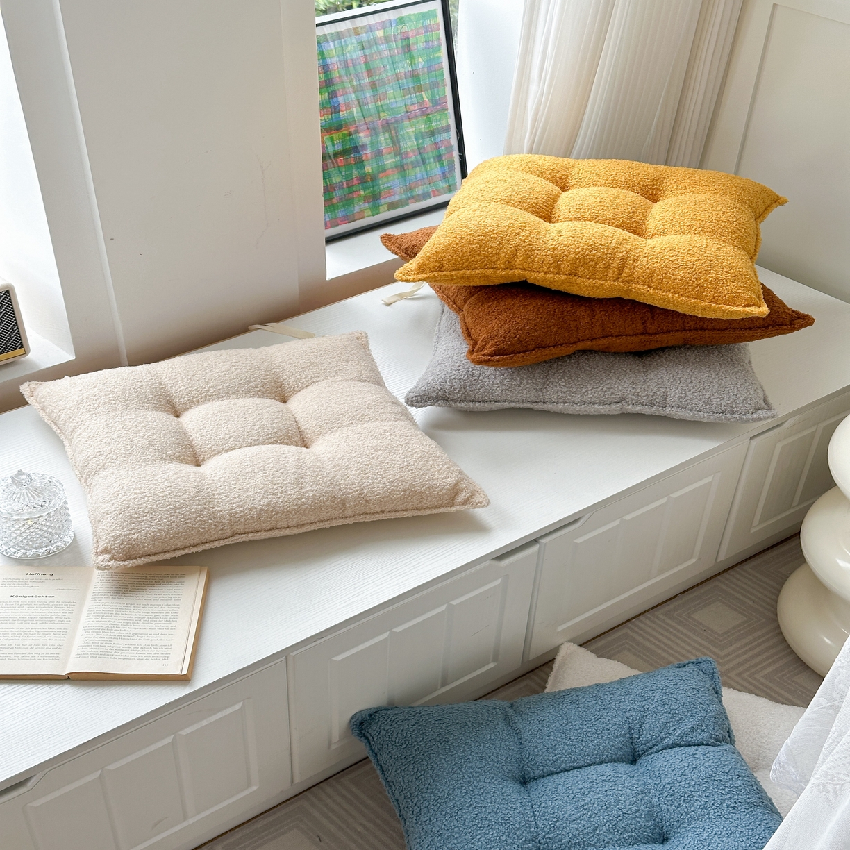 91家纺网 家纺一手货源 找家纺 （总）美茉家居 2025新款泰迪绒方形坐垫