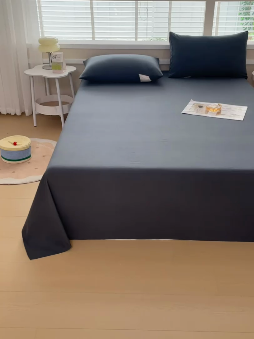 91家纺网 家纺一手货源 找家纺 牛魔王家居 2025新款糯糯棉床单枕套纯色单床单 碳灰