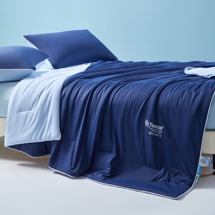 91家纺网 家纺一手货源 找家纺 玛德琳 2025新款兰精天丝凉感夏凉被空调被 雅朵蓝