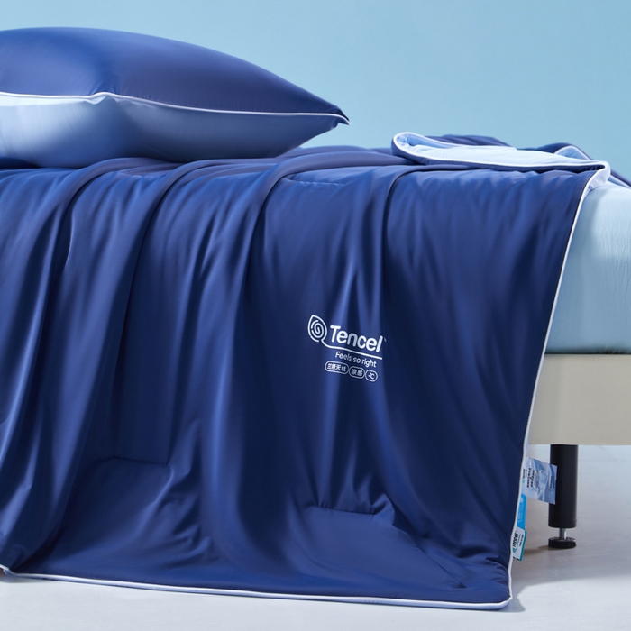 91家纺网 家纺一手货源 找家纺 玛德琳 2025新款兰精天丝凉感夏凉被空调被 雅朵蓝