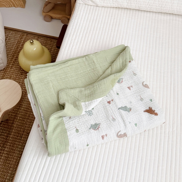 91家纺网 家纺一手货源 找家纺 BOSS 2025新款全棉纯棉皱皱纱儿童盖毯夏被  幼儿园夏被夏凉被空调被