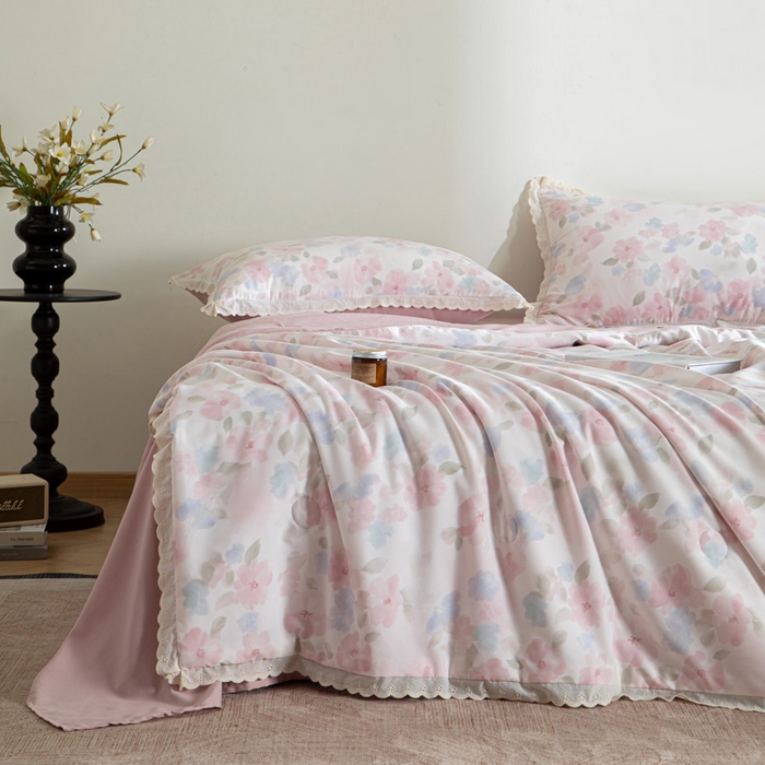 91家纺网 家纺一手货源 找家纺 （总）玛德琳 2025新款双层纱大豆夏凉被空调被夏被四件套