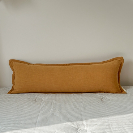 美茉家居 2025新款棉麻宽边长枕 摩卡棕