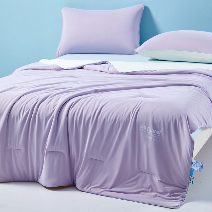 91家纺网 家纺一手货源 找家纺 玛德琳 2025新款兰精天丝凉感夏凉被空调被 木瑾紫