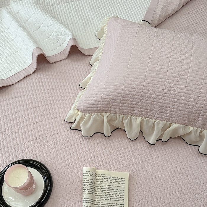 91家纺网 家纺一手货源 找家纺 琳可家居 2025新款雪精灵系列兰精天丝凉感床盖三件套 秋韵紫