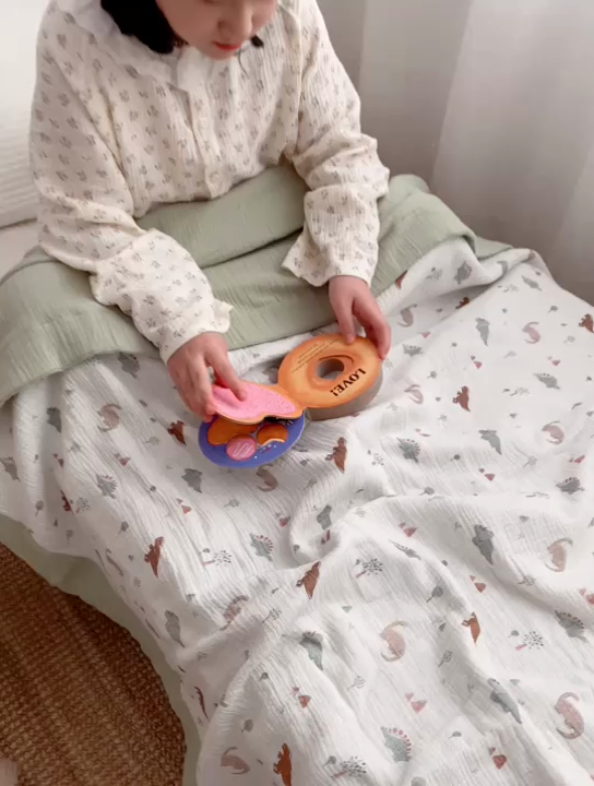 91家纺网 家纺一手货源 找家纺 BOSS 2025新款全棉纯棉皱皱纱儿童盖毯夏被  幼儿园夏被夏凉被空调被