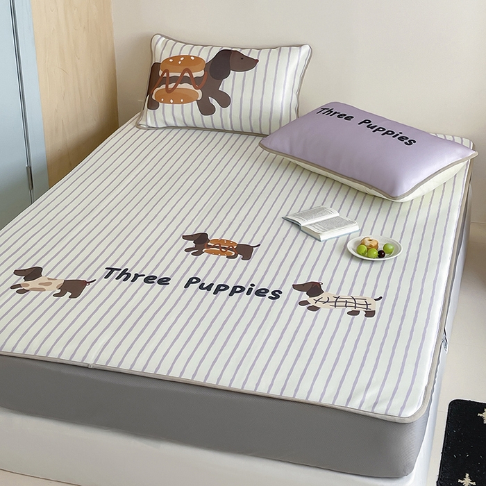 91家纺网 家纺一手货源 找家纺 （总）桃子家居 2025新款A类ins卡通数码印花1200D冰感冰丝凉席系列