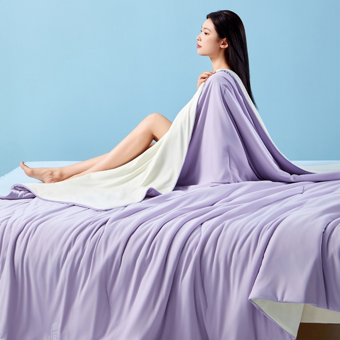 91家纺网 家纺一手货源 找家纺 玛德琳 2025新款兰精天丝凉感夏凉被空调被 木瑾紫