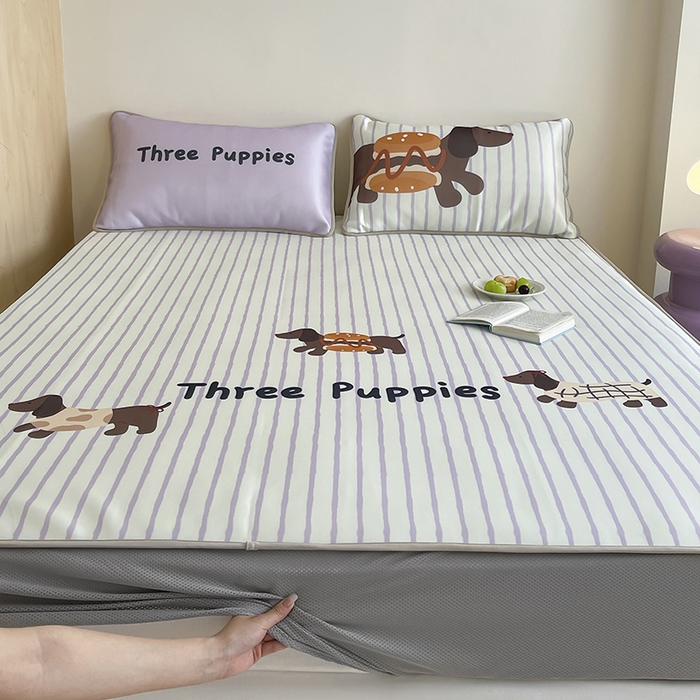 91家纺网 家纺一手货源 找家纺 （总）桃子家居 2025新款A类ins卡通数码印花1200D冰感冰丝凉席系列