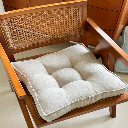 美茉家居 2025新款棉麻面包坐垫 浅咖