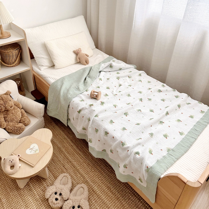 91家纺网 家纺一手货源 找家纺 BOSS 2025新款全棉纯棉皱皱纱儿童盖毯夏被  幼儿园夏被夏凉被空调被