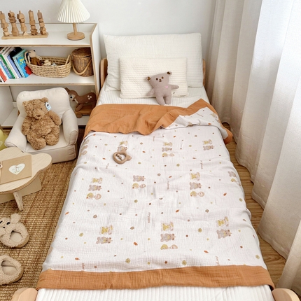 91家纺网 家纺一手货源 找家纺 BOSS 2025新款全棉纯棉皱皱纱儿童盖毯夏被  幼儿园夏被夏凉被空调被