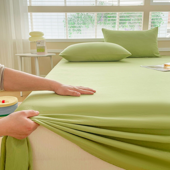 91家纺网 家纺一手货源 找家纺 牛魔王家居 2025新款糯糯棉床单枕套纯色单床单 抹茶绿