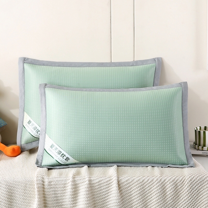 小牛席业 2025经典款-华夫格冰丝夏凉枕 绿色48*74cm/对