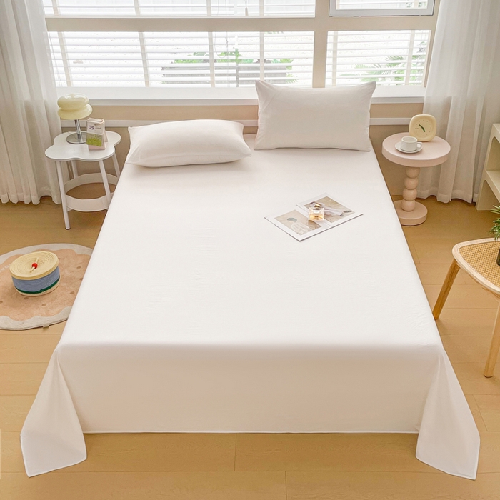 91家纺网 家纺一手货源 找家纺 牛魔王家居 2025新款糯糯棉床单枕套纯色单床单 珍珠白