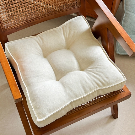 91家纺网 家纺一手货源 找家纺 美茉家居 2025新款棉麻面包坐垫 米白