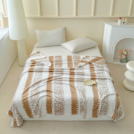 91家纺网 家纺一手货源 找家纺 （总）枋梢家纺 2025新款ins风条纹阳离子提花保暖毛毯