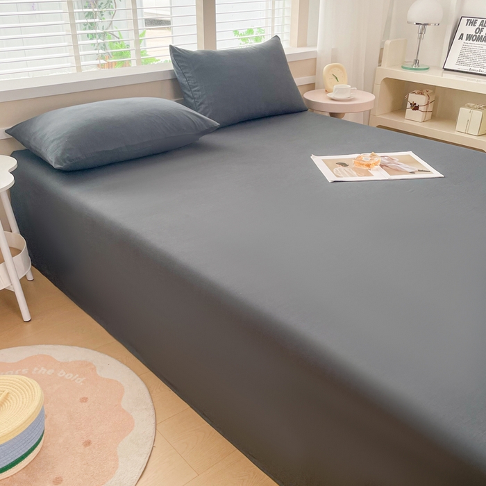 91家纺网 家纺一手货源 找家纺 牛魔王家居 2025新款糯糯棉床单枕套纯色单床单 碳灰