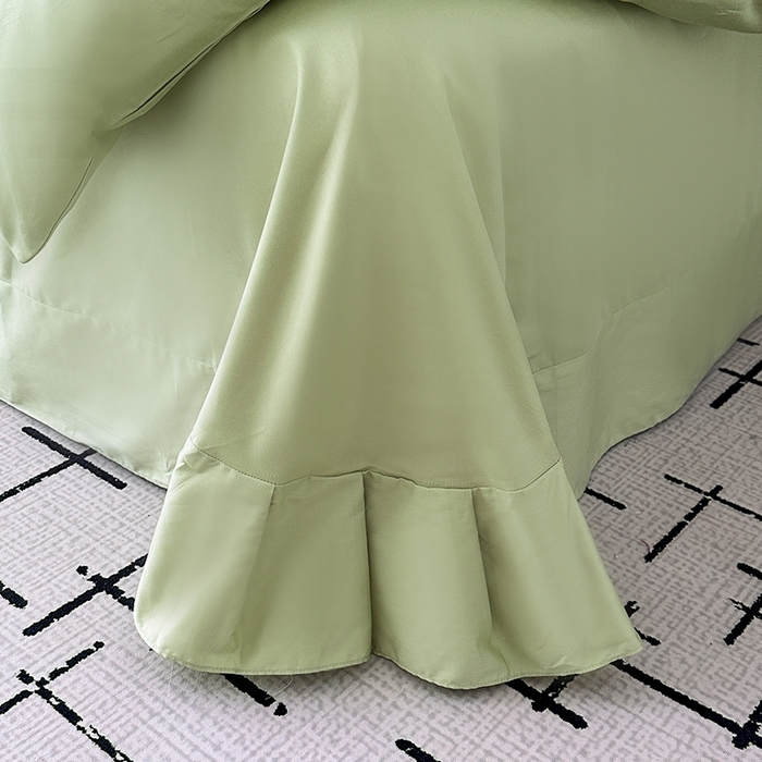 91家纺网 家纺一手货源 找家纺 梦莱斯2025新款长绒棉刺绣轻奢系列四件套 抹茶绿