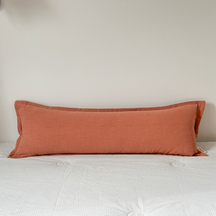 美茉家居 2025新款棉麻宽边长枕 琥珀褐