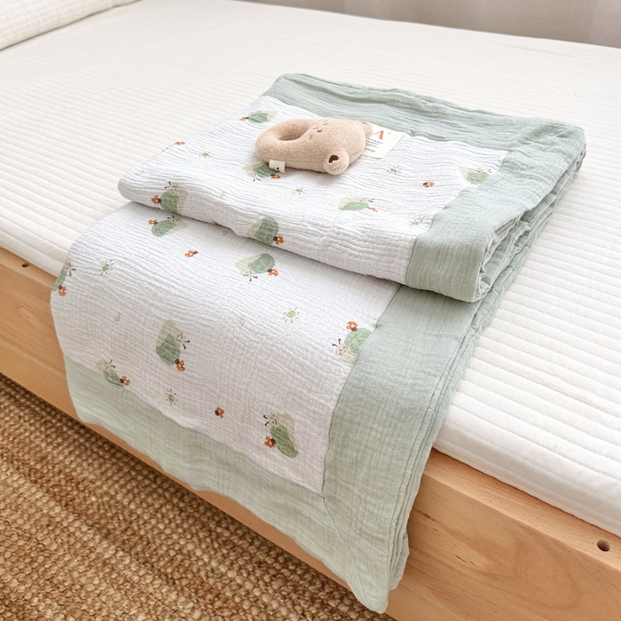 91家纺网 家纺一手货源 找家纺 BOSS 2025新款全棉纯棉皱皱纱儿童盖毯夏被  幼儿园夏被夏凉被空调被