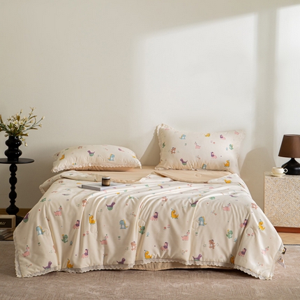 91家纺网 家纺一手货源 找家纺 （总）玛德琳 2025新款双层纱大豆夏凉被空调被夏被四件套