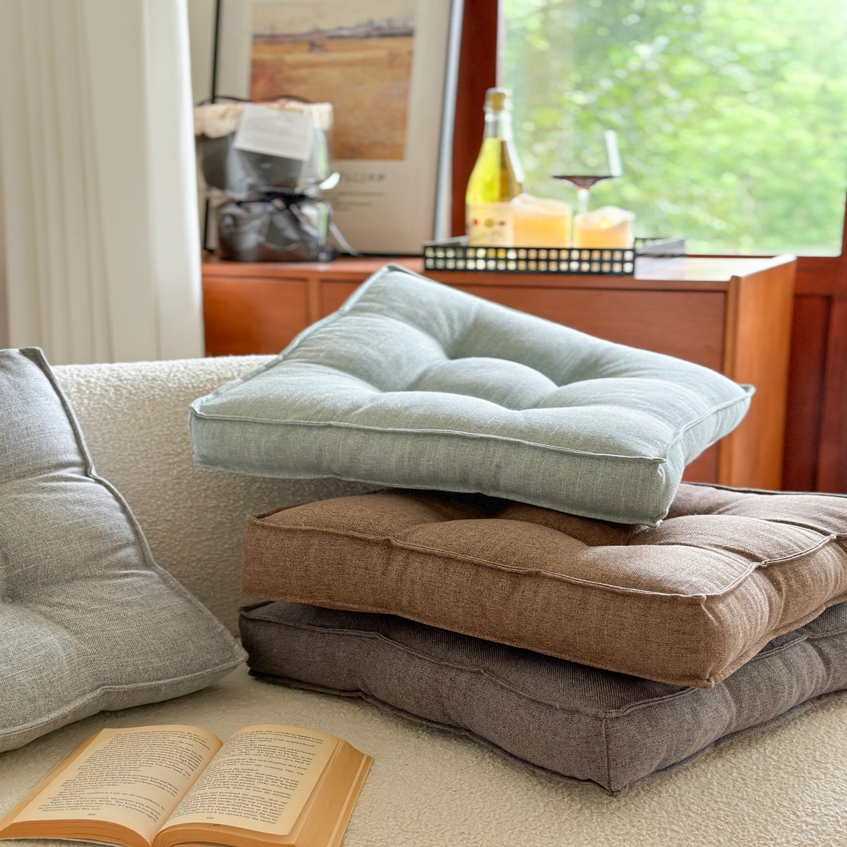 91家纺网 家纺一手货源 找家纺 （总）美茉家居 2025新款棉麻面包坐垫