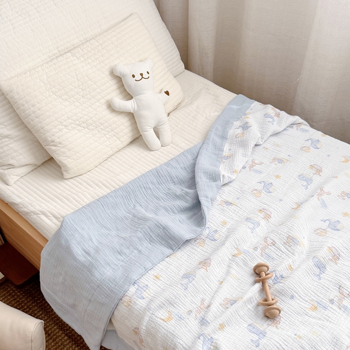 91家纺网 家纺一手货源 找家纺 BOSS 2025新款全棉纯棉皱皱纱儿童盖毯夏被  幼儿园夏被夏凉被空调被