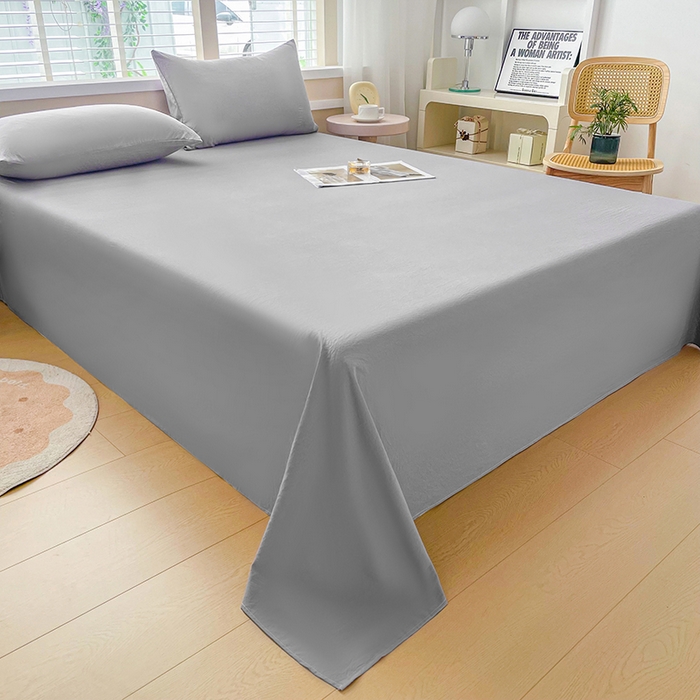 91家纺网 家纺一手货源 找家纺 牛魔王家居 2025新款糯糯棉床单枕套纯色单床单 灰