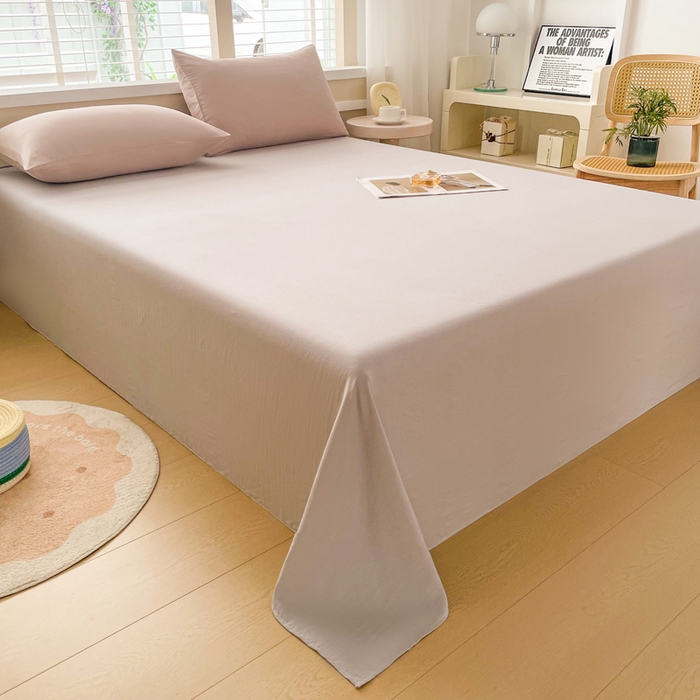 91家纺网 家纺一手货源 找家纺 牛魔王家居 2025新款糯糯棉床单枕套纯色单床单 卡色