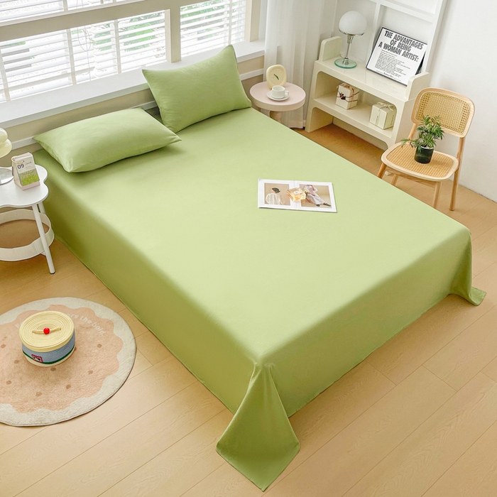 91家纺网 家纺一手货源 找家纺 牛魔王家居 2025新款糯糯棉床单枕套纯色单床单 抹茶绿