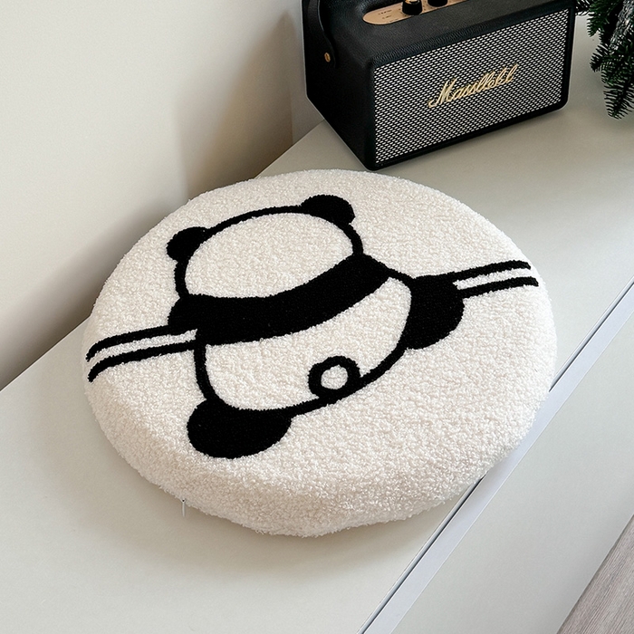 91家纺网 家纺一手货源 找家纺 美茉家居 2025新款泰迪绒毛巾绣坐垫 熊猫白