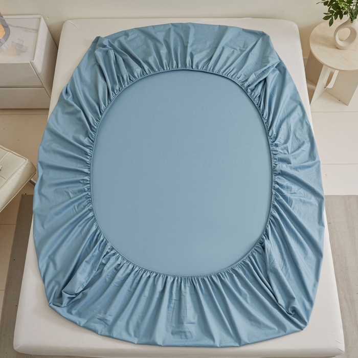 91家纺网 家纺一手货源 找家纺 优眠坊 2025新款全棉13372单床笠 波斯蓝