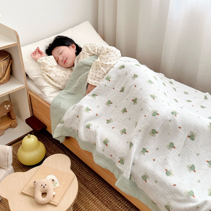 91家纺网 家纺一手货源 找家纺 BOSS 2025新款全棉纯棉皱皱纱儿童盖毯夏被  幼儿园夏被夏凉被空调被