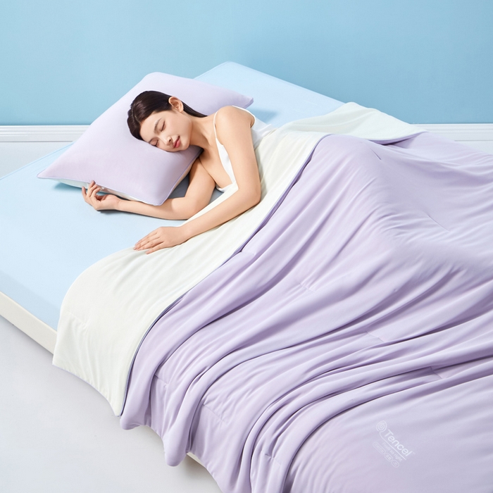 91家纺网 家纺一手货源 找家纺 玛德琳 2025新款兰精天丝凉感夏凉被空调被 木瑾紫