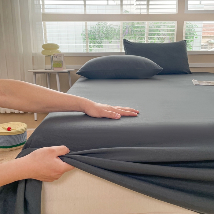91家纺网 家纺一手货源 找家纺 牛魔王家居 2025新款糯糯棉床单枕套纯色单床单 碳灰