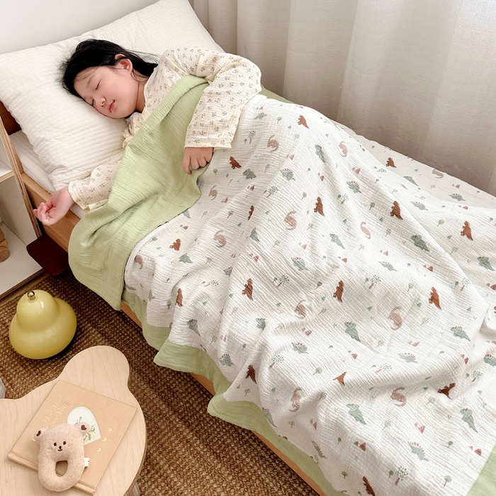 91家纺网 家纺一手货源 找家纺 BOSS 2025新款全棉纯棉皱皱纱儿童盖毯夏被  幼儿园夏被夏凉被空调被