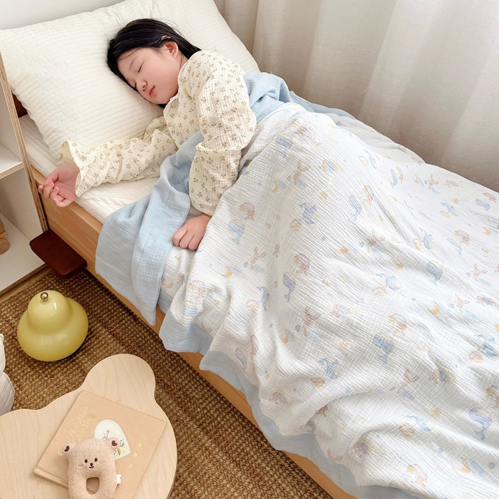 91家纺网 家纺一手货源 找家纺 BOSS 2025新款全棉纯棉皱皱纱儿童盖毯夏被  幼儿园夏被夏凉被空调被