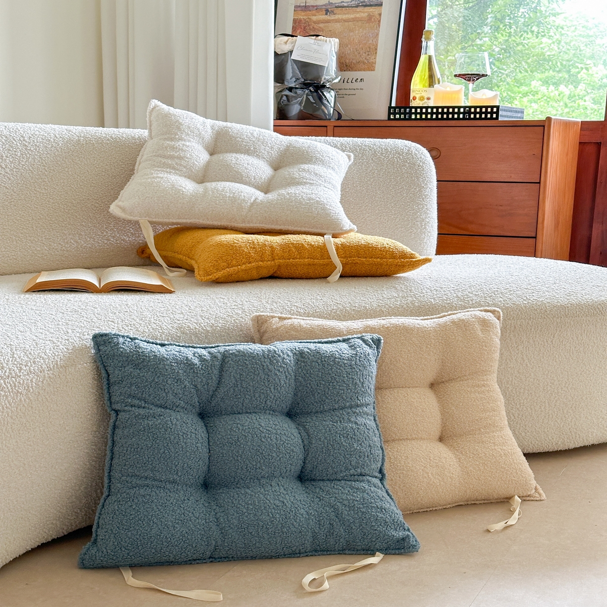 91家纺网 家纺一手货源 找家纺 （总）美茉家居 2025新款泰迪绒方形坐垫