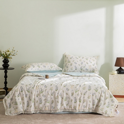 91家纺网 家纺一手货源 找家纺 （总）玛德琳 2025新款双层纱大豆夏凉被空调被夏被四件套