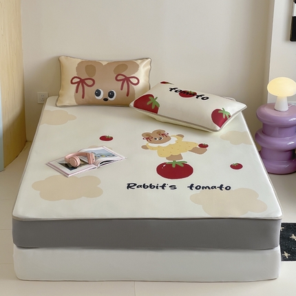 桃子家居 2025新款A类ins卡通数码印花1200D冰感冰丝凉席系列 冰感席混搭-番茄兔