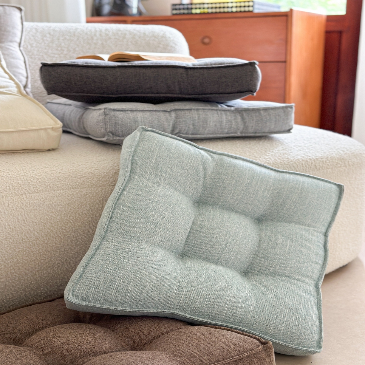 91家纺网 家纺一手货源 找家纺 （总）美茉家居 2025新款棉麻面包坐垫