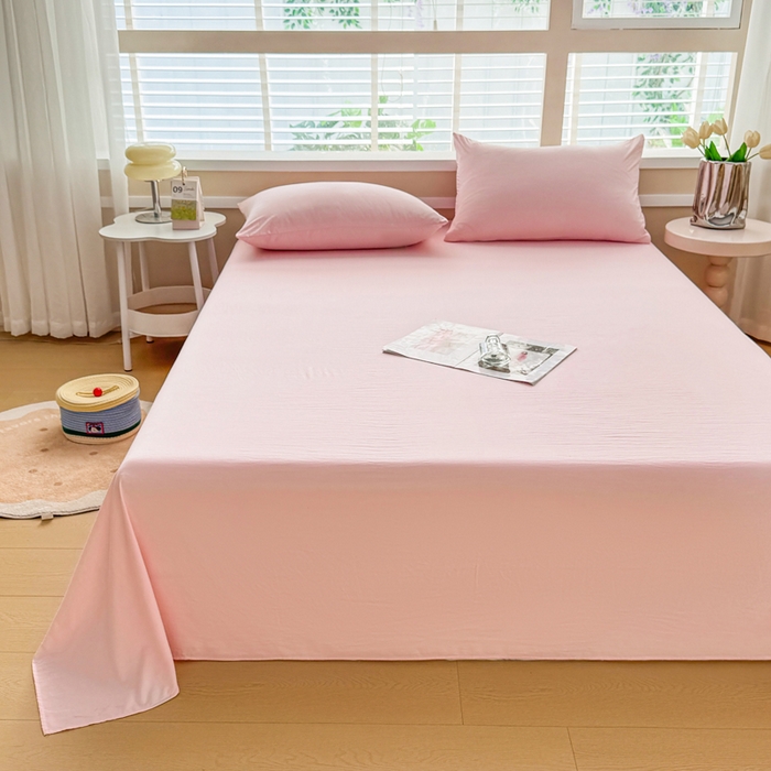 91家纺网 家纺一手货源 找家纺 牛魔王家居 2025新款糯糯棉床单枕套纯色单床单 樱花粉