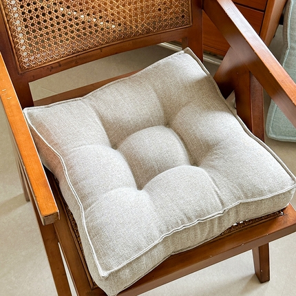 91家纺网 家纺一手货源 找家纺 美茉家居 2025新款棉麻面包坐垫 浅咖