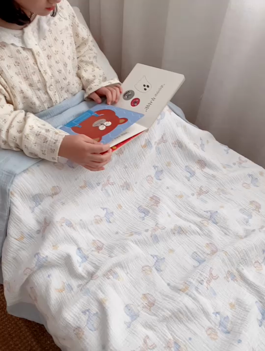 91家纺网 家纺一手货源 找家纺 BOSS 2025新款全棉纯棉皱皱纱儿童盖毯夏被  幼儿园夏被夏凉被空调被