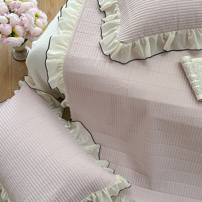 91家纺网 家纺一手货源 找家纺 琳可家居 2025新款雪精灵系列兰精天丝凉感床盖三件套 秋韵紫