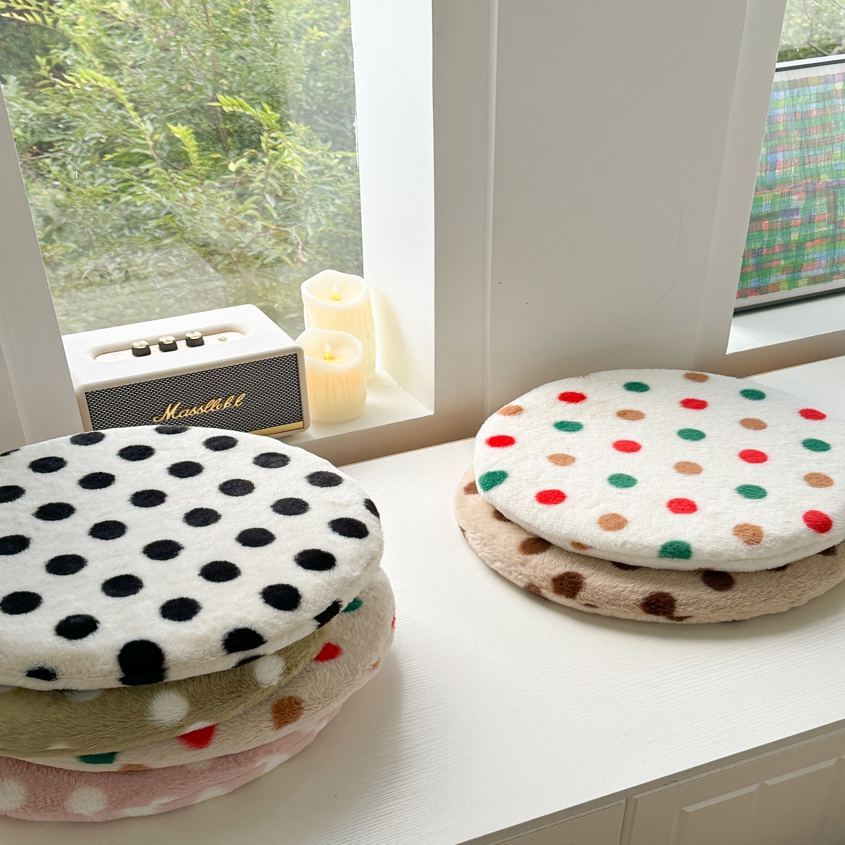 91家纺网 家纺一手货源 找家纺 （总）美茉家居 2025新款兔毛绒波点坐垫